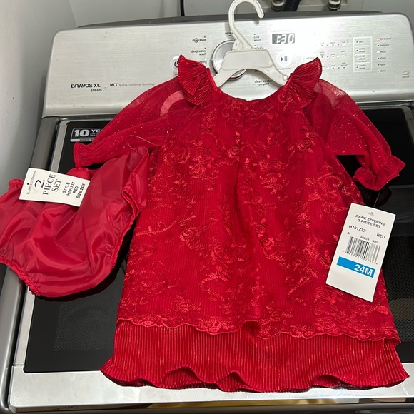 Rare Editions Other - Girls 24 month formal fancy sparkle lace dress new nwt diaper cover